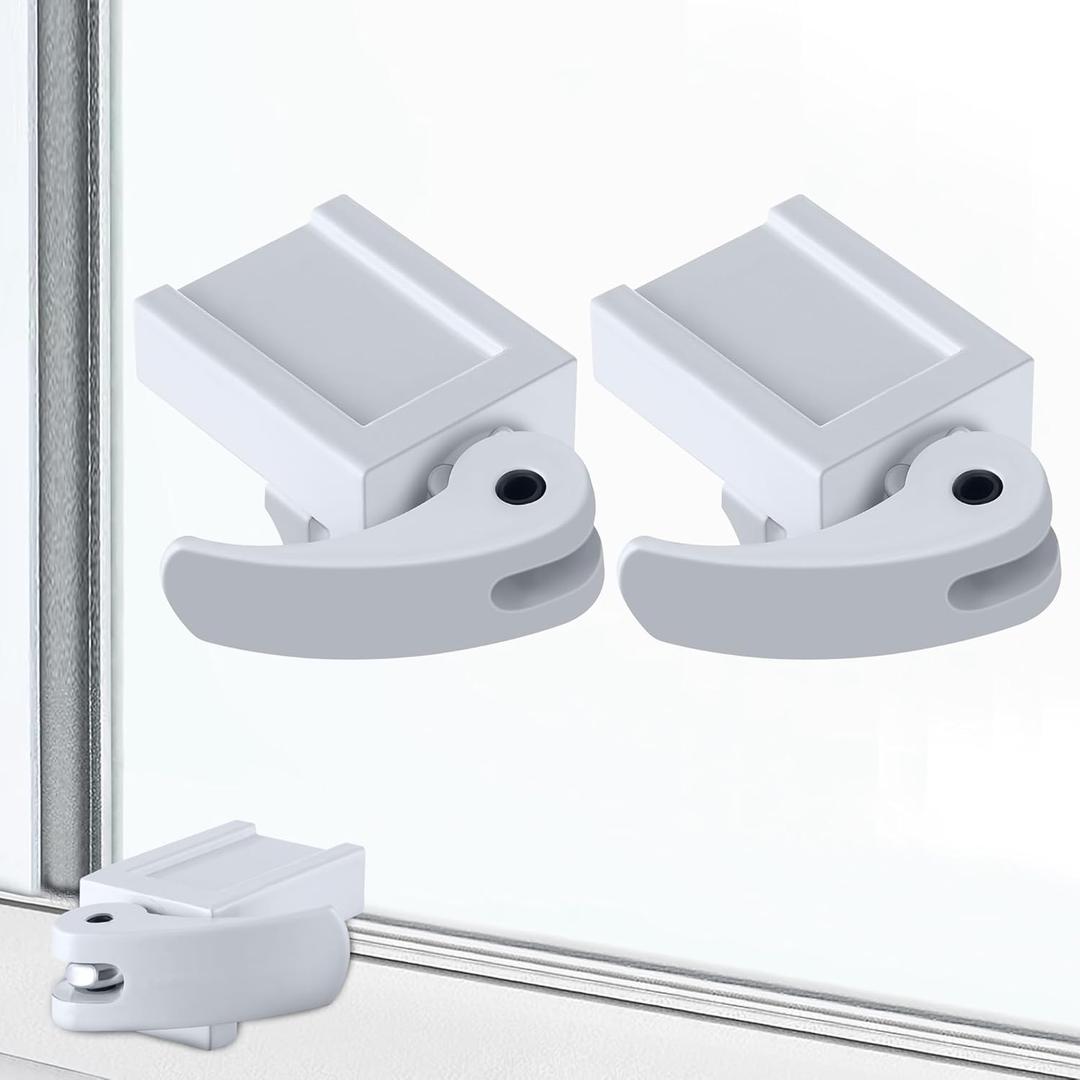 Enhon 2 Pack Window Locks, Diecast Durable Design, Compatible with Horizontal and Vertical Window, Fit 1/16 inch(0.16cm) up to Wide Rail, Easy Installation, Enhanced Safety (1-3/16 Inch Short Version)