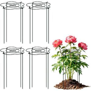 Peony Cages and Supports 4 Pack, 13" Dx24 H Grow Through Plant Supports, Heavy Duty Metal Plant Support Cage for Outdoor Flowers, Tomatoes, Hydrangeas, Cucumbers & Strawberries