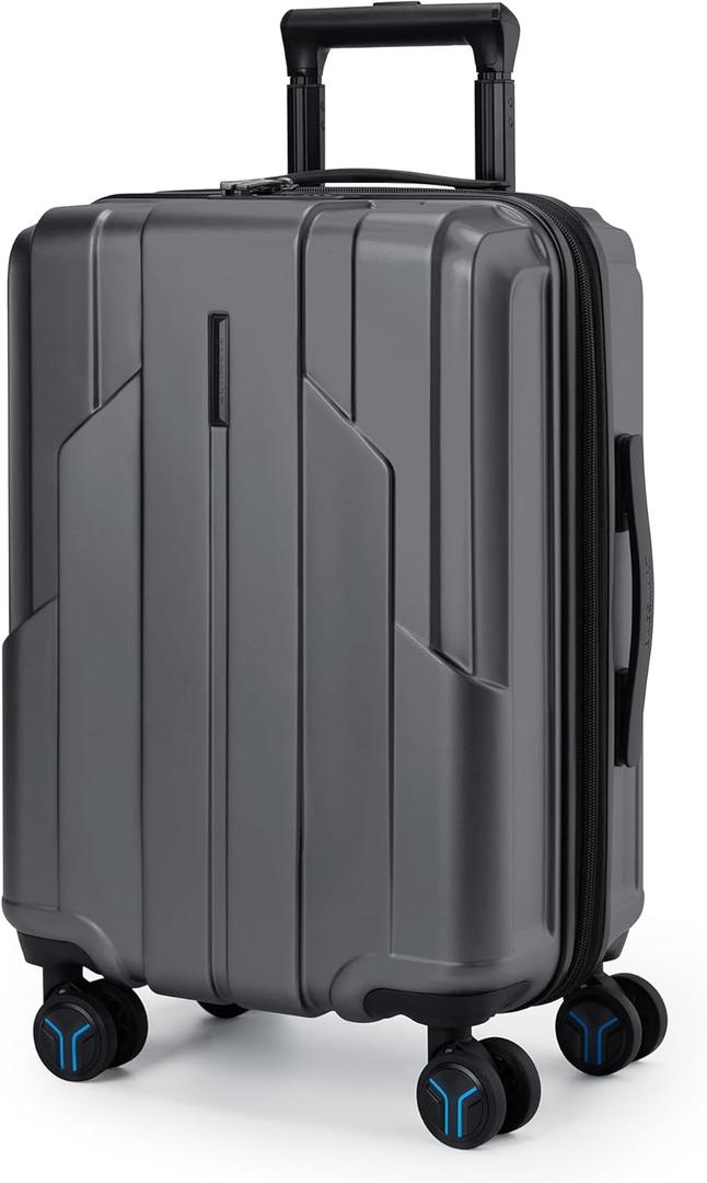 BAGSMART Carry On Luggage 22x14x9 Airline Approved, 1OO% PC Hardside Expandable Luggage with TSA Lock, 20 Inch Travel Suitcase with Spinner Wheels, Gray (20-inch carry on)