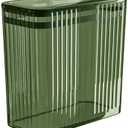 Transparent Trash Can, Bathroom Trash Cans with Lids, 3.5 Gallon Garbage Can for Bedroom, Office, Plastic Slim Waste Basket with Press Top Lid, 15L Clear Trash Bin for Home, Kitchen (Green)