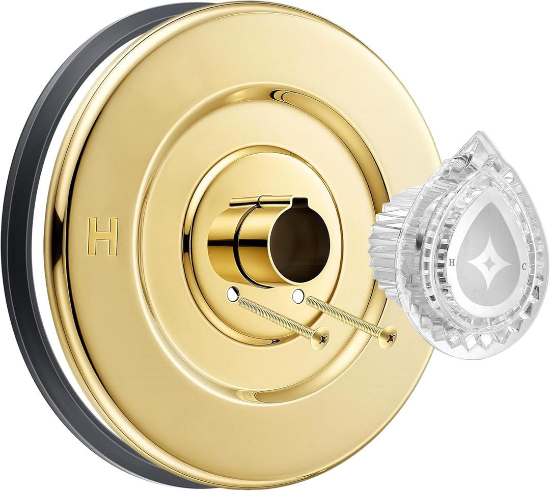 Enhon Tub and Shower Trim Kit, Shower Trim Compatible with Moen Chateau T470 Single Handle Tub/Shower Standard Valve, Escutcheon Screws Tube and Handle(1 Pack,Polished Brass)