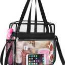 Oraben Clear Tote Bag Clear Bag Stadium Approved 12x6x12 Stadium Bag for Work, Sports Games,Gym (Black)