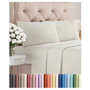 Queen Size 4 Piece Sheet Set - Comfy Breathable & Cooling Bed Sheets Set - Hotel Luxury Bedding for Women, Men, Kids, Teens, Boys & Girls - Deep Pockets and Wrinkle Free - Oeko-Tex - Beige Stripes 2