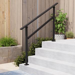 Hand Rails for Outdoor Steps,3-4 Step Railing for Stairs,Adjustable Porch Railing,Hand Rails for Seniors,Outdoor Deck Handrails for Exterior Steps,Black