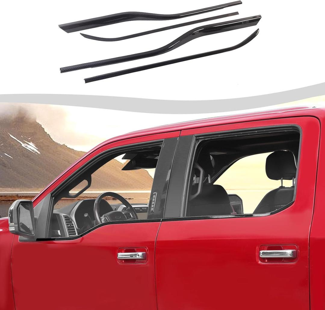Window Sill Window Molding Cover Compatible with 2015-2020 Ford F150(Carbon Fiber,4Pcs)