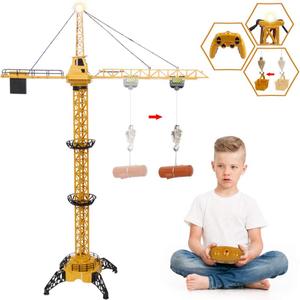 Mini Tudou RC Crane Toy,50.4 inch Tall 2.4GHz Remote Control Robotic Excavator, Educational Construction Vehicles Toy for Ages 6,7,8,9 Boys or Girls