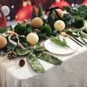 Syhood 15 Pcs 3.15" Christmas Velvet Balls Ornaments with 30 Flocked Bows 1 Vintage Ribbon Velvet Neutral Christmas Tree Decoration for Xmas Holiday Decor(Green/Khaki/White)