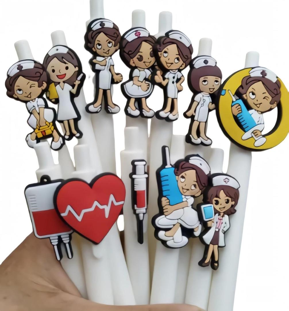 funny nurse pens for work, medical cute pens set for coworkers, nurse gifts essentials for women, nursing accessories assistant stuff (12 pcs)