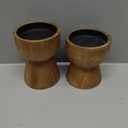 NIKKY HOME Farmhouse Wooden Candle Holders Set of 2, Rustic Solid Wood Pillar Candlesticks Pedestal, Fireplace Mantle Table Centerpiece Decor, Brown