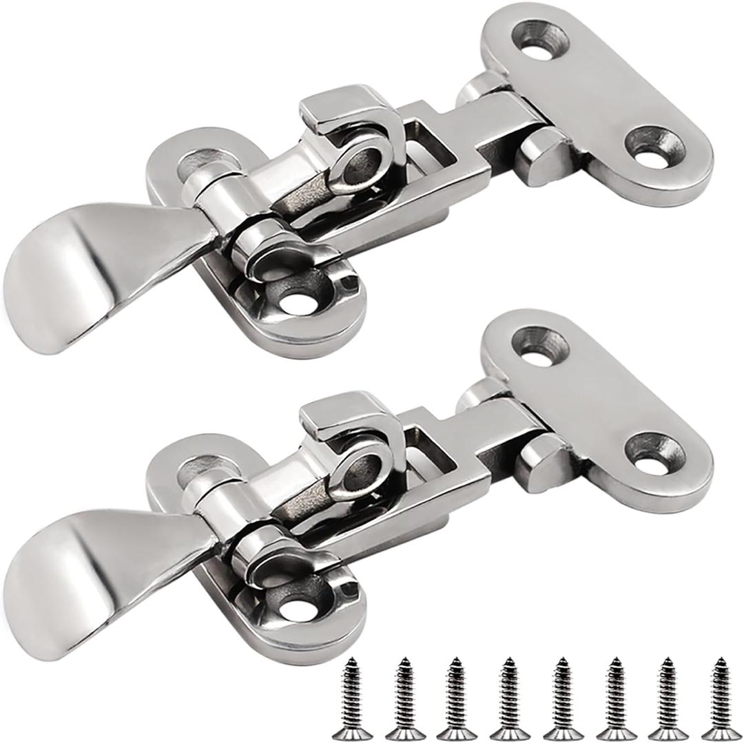 Laorde Stainless Steel Hasps Marine Grade 316 SS Boat Latches Heavy Dudy Door Latch with Screws (B-2 Pack)