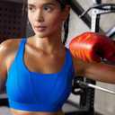 RUNNING GIRL Sports Bra for Women High Support, Molded Cup High Impact Sports Bras with Sewn in Pads Strappy Running Bra (Blue, XXL)