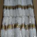 100 Pack Pre Rolled Gold Plastic Silverware Set,Wrapped Plastic Cutlery Set with Napkin Include 100 Forks,100 Spoons,100 Knives and 100 White Napkins for Party, Wedding,showers, Christmas
