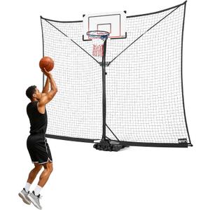 A11N SPORTS Basketball Rebounder Net Yard Guard – 10x8 FT Outdoor Basketball Net Catcher Backstop for Round & Square Poles, Pole-Wrap Storage