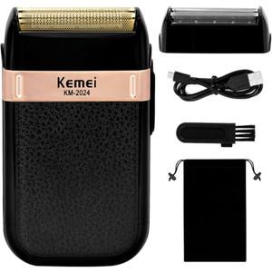 KEMEI Men's Electric Razor Waterproof Reciprocating Razor Cordless Precision Beard Trimmer Twin Blade USB Rechargeable Grooming Razors,Shaving & Hair Removal Products, KM-2024 (Black)