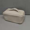 EACHY Travel Makeup Bag, Large Capacity Cosmetic Bag for Women, Waterproof PU Leather, Flat Open Portable Toiletry Bag for Skincare, Brushes & Travel Essentials (Medium)