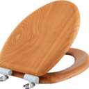 Wood Toilet Seat in Oak, Elongated, Soft Close, Magnetic Quick-Release for Easy Cleaning, Arch-Tite Never Loosens, Adjustable Fit