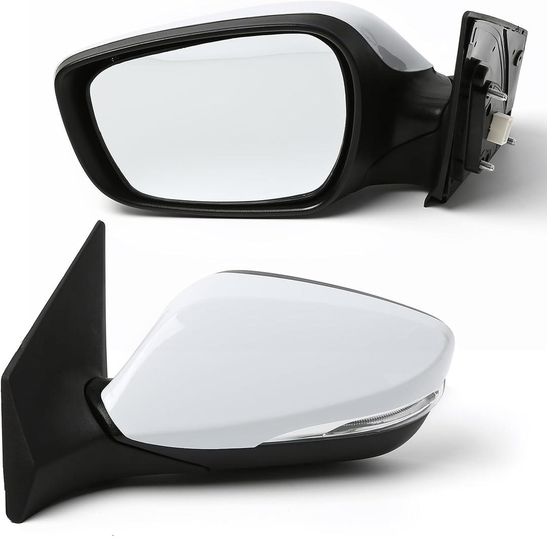 Driver Side Mirror (Left/LH) Compatible with Hyundai Elantra 2011-2013, Power, Heated, Manual-Folding, w/Turn Signal, 6-Pin Connector, White Housing, Replaces 87610-3Y000, HY1320178