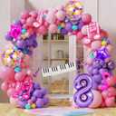 3 x 9Pcs Kpop Birthday Decorations - Kpop Music Balloons Hot Pink Music Note Balloons - 40 Inch Purple Number 8 Balloon for Disco Party Decor - K pop Music Themed Birthday Party Decorations, 40 inch, 18 inch
