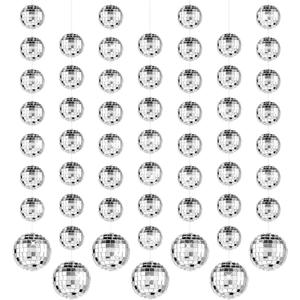 8Strands 4.9 ft Sparkling Disco Ball Party Decorations,Mini Disco Ball Mirror Ornaments Silver Hanging Disco Balls for Christmas Tree,70s Dance Music Birthday Party Supplies(1.2 Inch, 2 Inch)