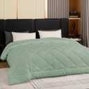 GOHOME 128x120 Oversized King Comforter All Season Extra Large King Size Microfiber Comforter Quilted Down Alternative Duvet Insert with 8 Corner Tabs (Sage Green)