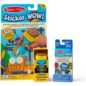 Melissa & Doug Sticker Wow! Bulldozer Bundle: 24-Page Activity Pad, Sticker Stamper, 500 Stickers, Arts and Crafts Fidget Toy Collectible Character