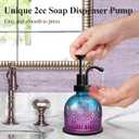SheeChung 8Oz Vintage Glass Soap Dispenser Bathroom, Kitchen Dish Soap Dispenser with Pump, Refillable Hand Soap Dispenser, Antique Liquid Lotion Bottle, Farmhouse Decor (Purple Blue-Black Pump, 1 Pc)