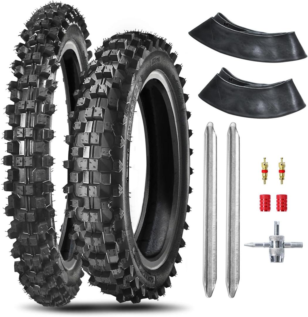 Dirt Bike Rear 90/100-16 3.25/3.50-16 Front 70/100-19 2.75/3.00-19 Tire and Inner Tube for 150cc KX100 KLX140 TTR125 CRF150 XR100 RM85L RM100 Baja DR125 Pit Bike Off Road Motocross Motorcycle