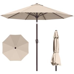 PatioKingdom 10FT Patio Umbrella with Push Button Tilt and Crank, Outdoor Market Umbrella with 8 Fiberglass Ribs, UV Protection Table Umbrella for Pool,Backyard,Garden,Deck