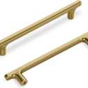 Lardmon 3 Pack Champagne Bronze Modern Cabinet Pulls 6.5 Inch(165mm) Total Length | 5 Inch(128mm) Hole Center Bar Pulls Kitchen Cabinet Handles Solid Drawer Pulls Heavy Duty Kitchen Hardware