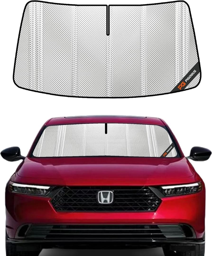 Pigenius Windshield Sun Shade for Honda Accord 2023-2025. Full Coverage Rearview Mirror Shade for Ultimate Protection