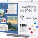 S SWANCROWN Combination Whiteboard and Bulletin Board, Dry Erase & Magnetic, Blue Felt & Aluminum Frame, 24x18inches, Modern Professional, Office Products (24x18inches, Blue-vertical)