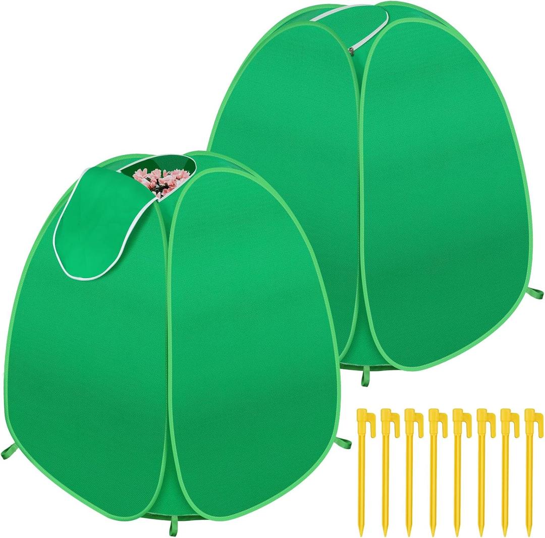 2 Pack Plant Covers Freeze Protection, Pop Up Shrub Frost Covers for Outdoor Plants Warm Plant Protectors Tent for Winter Protecting Fruit Potted Plants and Shrub from Freezing Animals Eating (22x22x23)