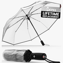 Repel Umbrella - Windproof Travel Umbrellas for Rain - Engineered to Withstand 85MPH Winds, <1lb - Lightweight, Durable, Compact, Waterproof, Auto Open Close, Fiberglass Frame Clear Top