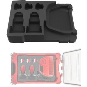 EVA Liner Compatible with Milwaukee 48-22-8435 Packout Tool Box Precision-Cut Foam Insert Organizer Fit for M12 Compact XC Batteries and M12 Charger, Black