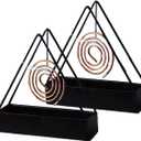 2 x Designer Portable Iron Mosquito Coil Holder 2 pcs Sets with Handle - Fireproof Material Incense Holder