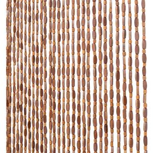 FlavorThings 52 Strands Brown Wood and Bamboo Beaded Curtain for Doorway Room Divider 36inch x 79inchBamboo and Wooden Doorway Beads-Boho Bohemian Curtain (Coffee)