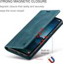 for Samsung Galaxy S25 Plus Case, [RFID Blocking] PU Leather Wallet Cover Magnetic Flip Cover Card Holder Kickstand Shockproof Protective Phone Case for Samsung Galaxy S25 PlusBlue Green