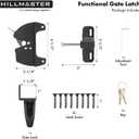 HILLMASTER Key Lockable 2 Sided Gate Latch Key,Self Locking Gate Latch Gate Fence Lock for Outdoor Gates,Locking Gate Door Lock Fence Latch Gate Hardware for Metal,Wood,Vinyl Fence,Black Finish
