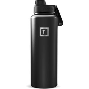 IRON FLASK Camping & Hiking Hydration Flask with Spout, Wide Mouth Insulated Stainless Steel Sports Water Bottle - 40 oz Midnight Black