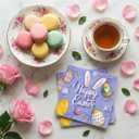 5 x ibohr 50Pcs Easter Napkins, Cute Cocktail Napkins with Eggs & Carrots, 6.5 Inch Disposable Paper Napkins for Easter Party Supplies, Spring Table Decor