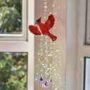 Red Cardinaluncatcher-Cardinal Gifts for Women, Window Hanging Ornament with Rainbow Prism, Memorial Gift for Women, Handmade Bird Decor for Home Garden, Christmas Valentine Gift for mom(Red B)