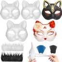 DFLU Cat Therian Mask Kit with Fur and Eye Mesh, Blank DIY Therian Gear Stuff Masks Base to Paint