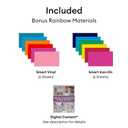 Cricut Explore 5 Rainbow Essential Bundle - for Vinyl, HTV, Stickers, Cards & Custom Decals - Includes Smart Vinyl, Smart Iron-On, Printable Vinyl, Cardstock & 100+ Project eBook
