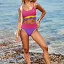 Herseas Womem 2 Piece High Waisted Bikini Sets Color Block Popular Swimsuits 2026 Summer Beach Swim Best Bathing Suits (L)