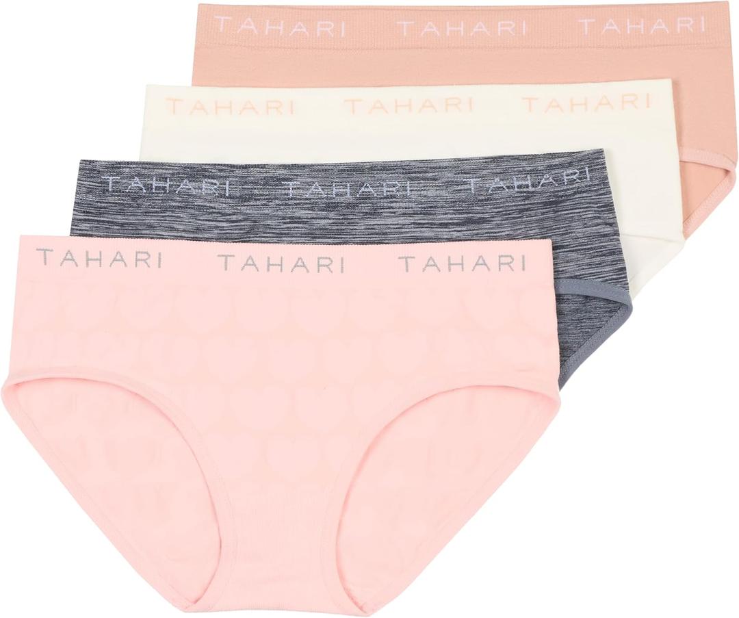 TAHARI Girls' 4-pack Girls Hipster Underwear Medium/8-10