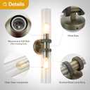 2 Light Bathroom Vanity Light Brushed Bronze, Bathroom Light Fixtures Side Mirror, Hallway Vanity Lights Fixtures, Modern Wall Lamp for Bedroom with Glass Shade