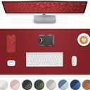PU Leather Desk Pad Protector - 36"x17" Large Non-Slip Desk Mat, Waterproof Office Desk Blotter for Keyboard & Mouse, Premium Workstation Cover for Home & Office (Red)
