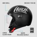 Westt 3/4 Open Face Motorcycle Helmet With Clean Visor - DOT Approved Vintage Moped Scooter Helmet for Men and Women, L (23.23-23.62 inch)