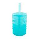Bumkins Baby and Toddler Cups, Sippy Cup with Straw, Spill Proof, Transition Cup for Babies Ages 1 Year, Safely Sip from Lid, Straw or Cup, First Year Supplies, Platinum Silicone, Holds 7oz, Blue