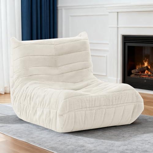  Bean Bag Chair, Giant Bean Bag Sofa Lazy Beanbag Chairs for Adults Fireside Bean Bag Couch with High Density Sponge Filled Beanbags Chair for Apartment Living Room Bedroom Office, Beige : Home & Kitchen